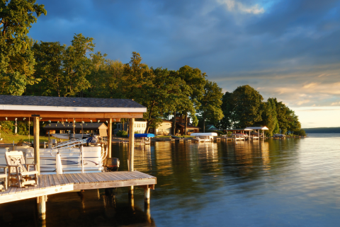 Lake with deck